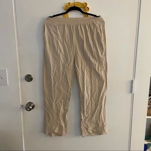 Beige linen wide legged pants